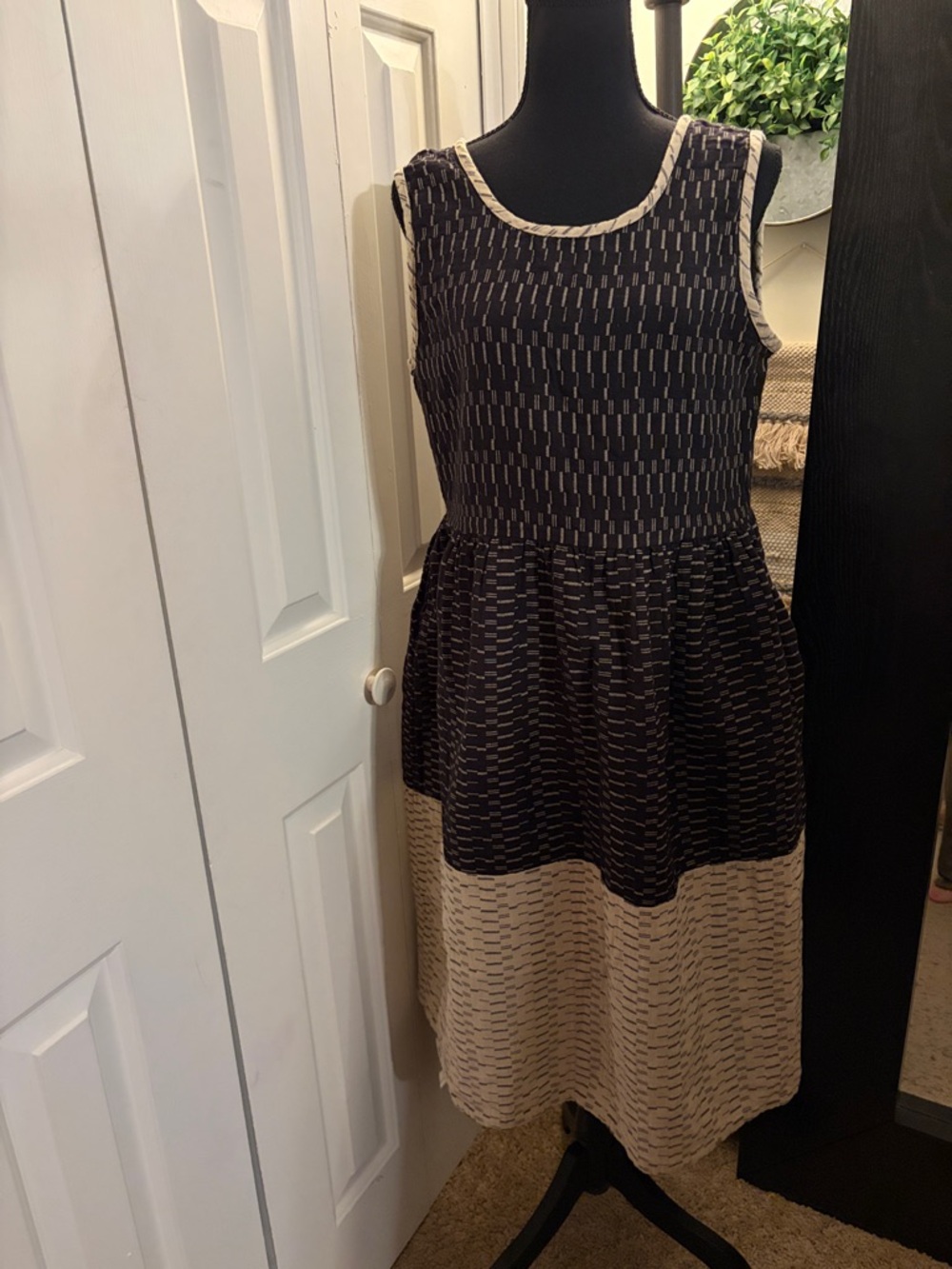 Ace & Jig Black and Cream Sleeveless Patterned Midi Dress